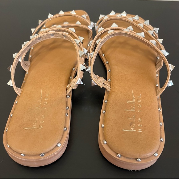 Nicole Miller Silver Studded Slide In Sandals - Picture 3 of 9